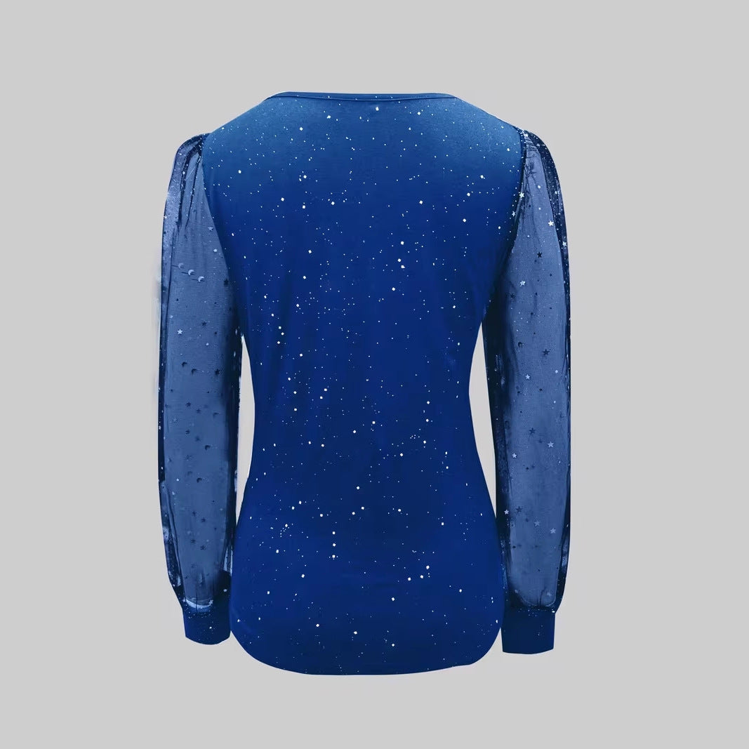 Loose-fit V-neck Fashionable Casual Elegant T-shirt Top