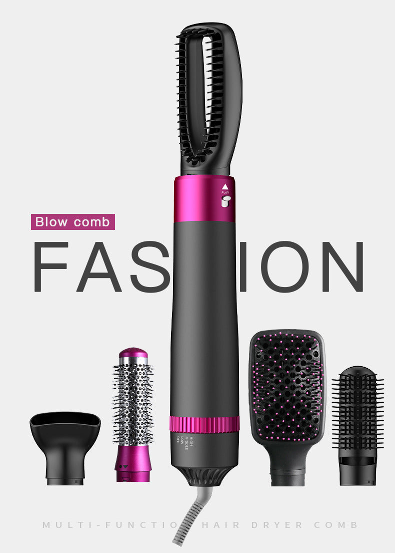 5-in-1 Hot Air Comb Curler Hair Dryer With 3 Speed Adjustment Styling Comb US Standard