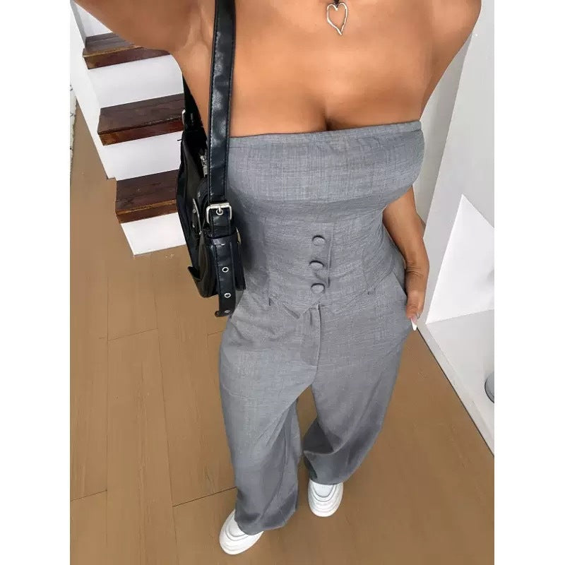 Sleeveless V-neck Vest And Suit Pants Set For Professional Commuting In Europe And The US