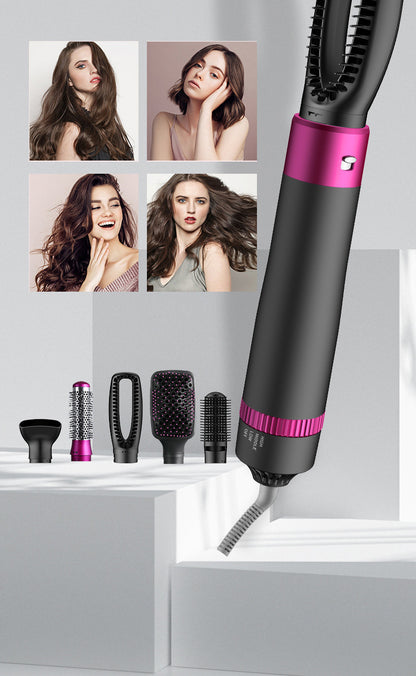 5-in-1 Hot Air Comb Curler Hair Dryer With 3 Speed Adjustment Styling Comb US Standard